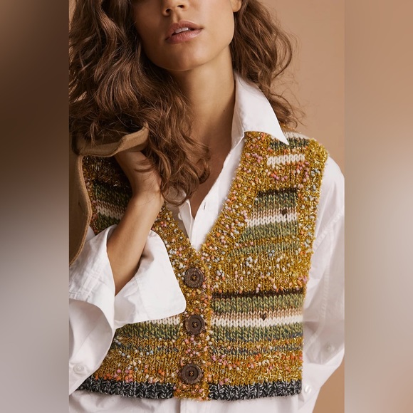 Anthropologie Maeve Sparkle & Shine Cropped Vest - Picture 2 of 9